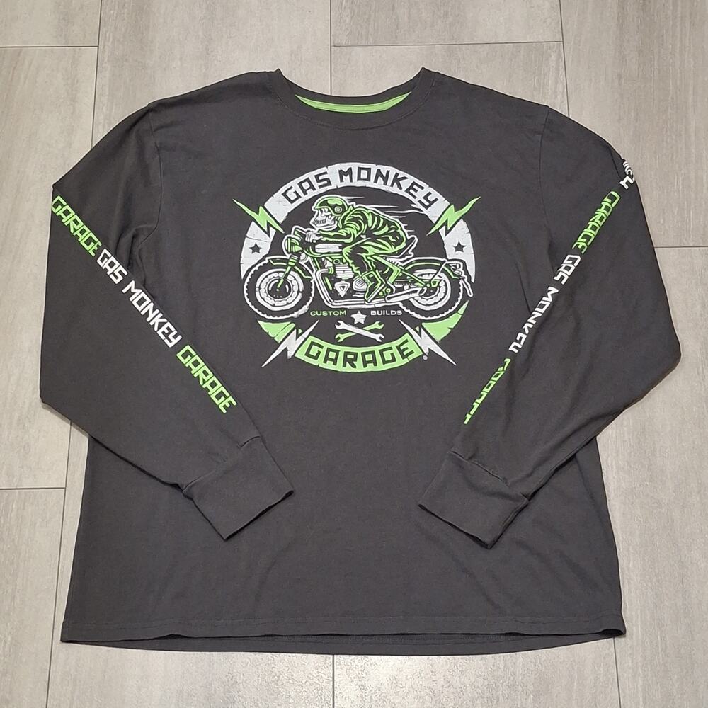 Gas Monkey Garage Men’s Long Sleeve Gray Crew Neck Shirt XL